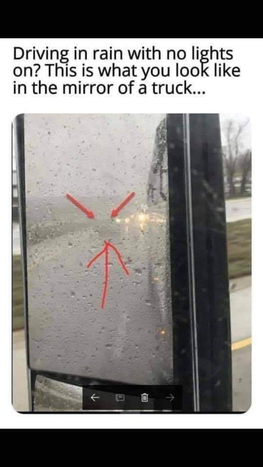 driving in rain with no lights