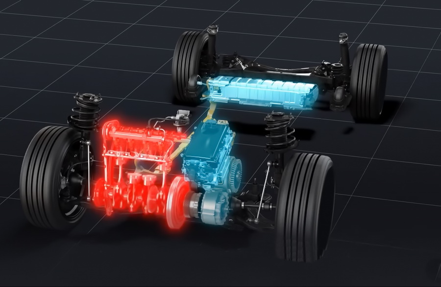 How do hybrid powertrains in modern cars work?