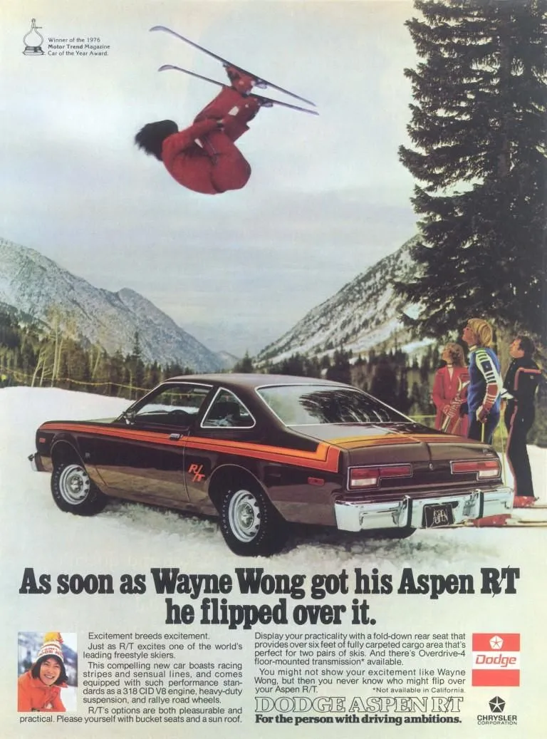 Built to make even a freestyle legend lose his cool—Wayne Wong didn’t just drive it, he flipped for it. Dodge Aspen R/T: for the person with driving ambitions and airborne standards.