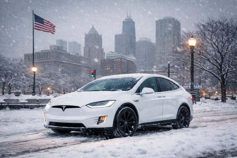 Tesla in snow